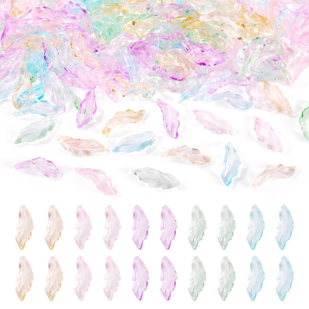 9665 160 Pcs Glass Leaf Charms Glass Leaf Beads Crystal Tree Leaves